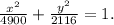 \frac{x^2}{4900}+\frac{y^2}{2116}=1.