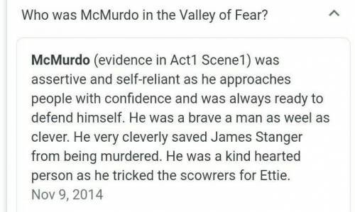 In the playscript, valley of fear who is mcmurdo