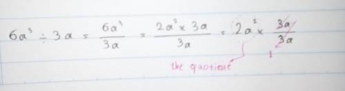 Find the quotient of 6a³ ÷ 3a.