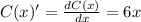 C(x)' = \frac{dC(x)}{dx}  =  6x