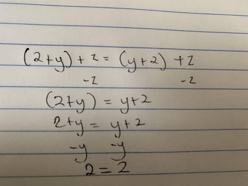 (2 + y) +z = (y + 2) + z