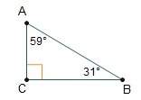 Triangle abc is a right triangle. what is the relationship between angles a and b?