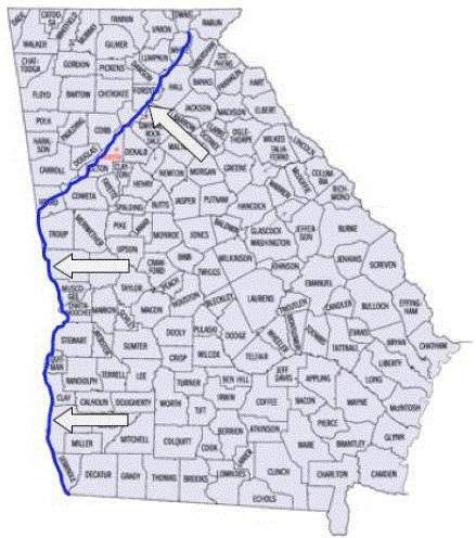 The blue line represents what river in georgia?