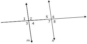 "in the figure below, lines m and n are parallel. which term(s) can be used to describe the relation