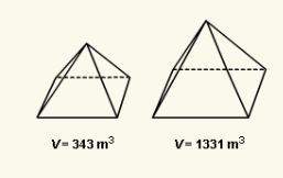 What is the similarity ratio of the smaller to the larger similar pyramids? enter your answer as a: