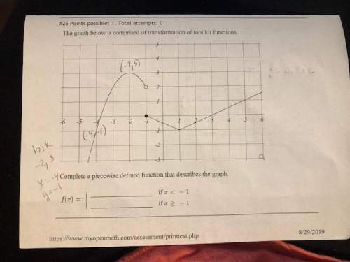 Complete a piecewise function that describes the graph.
