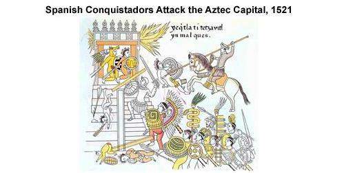 What was the outcome of conflicts such as the one illustrated below?  a. the aztecs were
