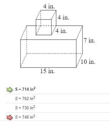 Identify the surface area of the composite figure. explain it step-by-