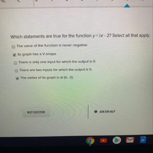 Which statements are true for the function y=|x|-2