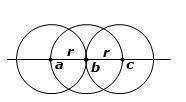 Michael uses a compass to draw three circles of equal size. each circle has a radius of length r, as