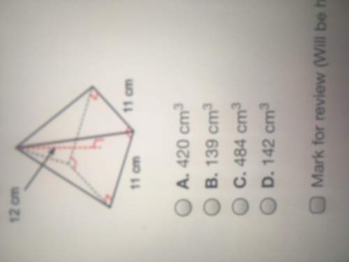 What is the volume of the pyramid? a.420cm^3 b.139cm^3 c.484cm^3 d.142cm^3