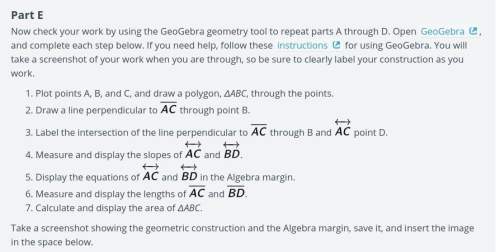Compare the calculations displayed in geogebra with the calculations you completed in parts a throug