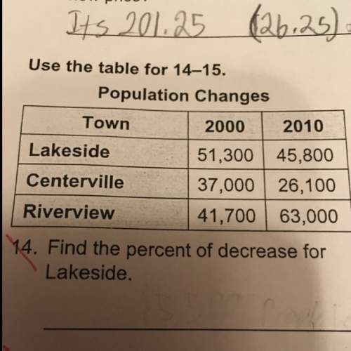 1.find the percent of decrease of lakeside 2.one town had an increase of populatio