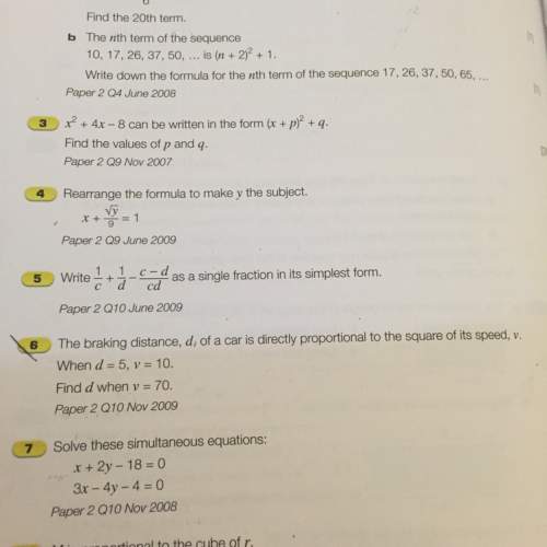 What is the answer of question 6, is it d= 245? and is k=0.05