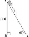 The picture shows a box sliding down a ramp. what is the distance, in feet,