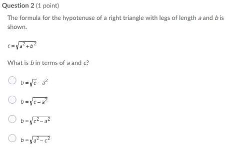 Plz the formula for the hypotenuse of a right triangle with legs of length a and b is shown