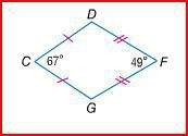 If cdfg is a kite, find the measure of angle d. a. 124  b. 120  c. 118