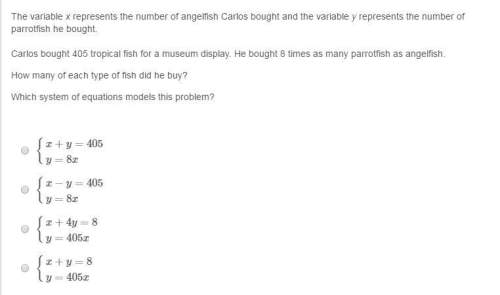 The variable x represents the number of angelfish carlos bought and the variable y represents the nu