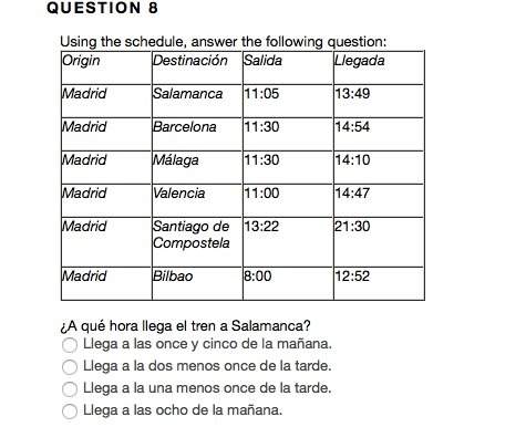 Spanish time  will give brainiliest answer all questions