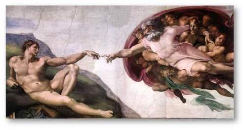 What is the name of the painting below? a. the creation b. the creation of adam c. the beginning d.