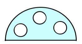 The diameter of the semicircle is 58 mm. the radius of each small circle is 5 mm. what is the
