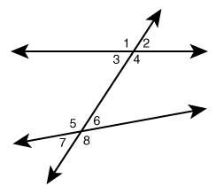 Select all pairs of alternate interior angles. assume the lines are parallel. 3 and 4
