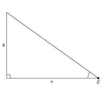 For the triangle shown, tan c = 4. (the triangle is not drawn to scale.) wha