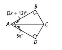 5. ac bisects angle bad. find the measure of angle bac. 6 degrees 15 degrees