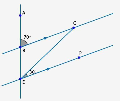 Given: line bc is parallel to line ed m∠abc = 70° m∠ced = 30° prove: m∠bec