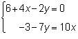 Veda solves the following system of linear equations by elimination. what is the value of x of the s