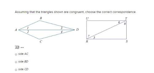 Assuming that the triangles shown are congruent, choose the correct correspondence.