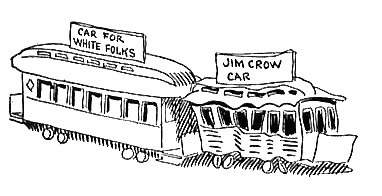 Based on this cartoon, which conclusion can be drawn about life in the jim crow south?