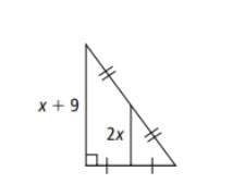 Find the value of x in the figure below. a. 18 b. 9 c. 4.5 d. 3&lt;