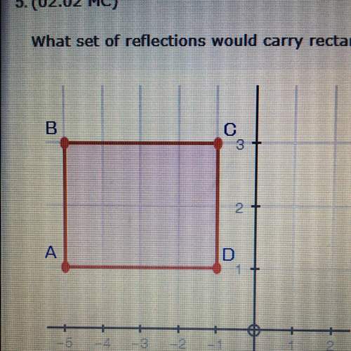 What set of reflections would carry rectangle abcd onto itself?  a) y-axis, x-axis, y-a