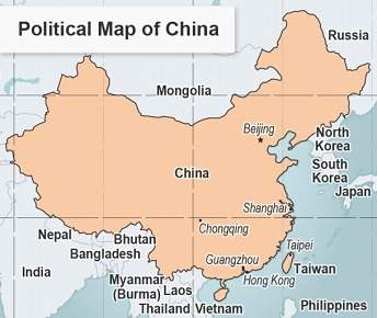 Read the political map of china. what information does this political map show? check all tha