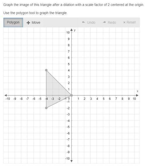 Graph the image of this triangle after a dilation with a scale factor of 2 centered at the origin