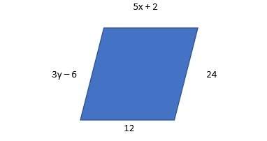 For the parallelogram, find the value of the variables. show your work.  i know opposite sides