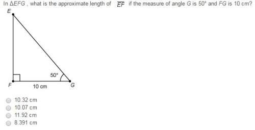 In δefg , what is the approximate length of ef if the measure of angle g is 50° and fg is 10 cm?
