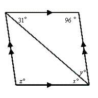 Find the values of the variables in the parallelogram. the diagram is not to scale. a. x=31, y