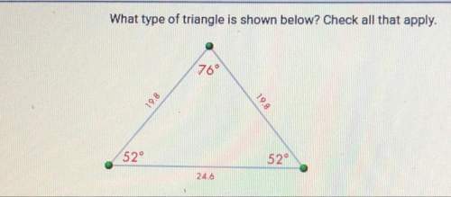 What type of triangle is shown below?  a. scalene b. equilateral c. obtuse