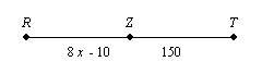Zis the midpoint of segment rt. find the value for x and the measure of line segments rz, and rt.