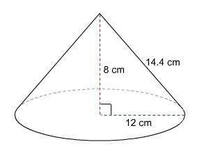 Find the volume of the right cone 384π cm3 691π cm3 2073π cm3