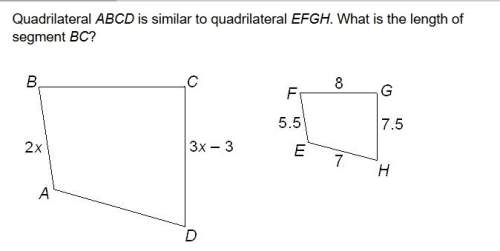 Quadrilateral abcd is similar to quadrilateral efgh. what is the length of segment bc? &lt;