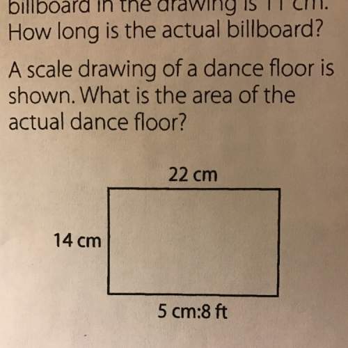 Ascale drawing of a dance floor is shown. what is the area of the actual dance floor? pls explain h