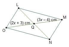 In parallelogram lonm, what is om?  a. 7 cm b. 17 cm c. 24 cm d. 34 cm
