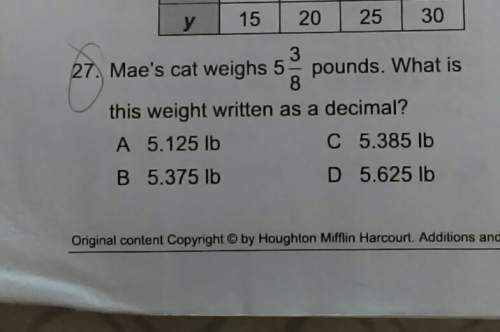 Maes cat weighs 5 3/8 pounds. what is this weight as a decimal