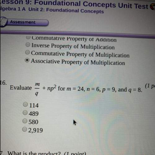 Evaluate m/q + np2 for m = 24, n = 6, p = 9, and q = 8.