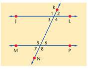 Use the figure. assume that lines jl and mp are parallel. name a pair of alternate inter