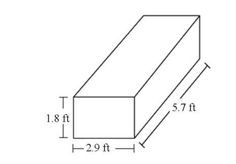Which is the best estimate for the surface area of the prism? a) 34 ft^2 b)
