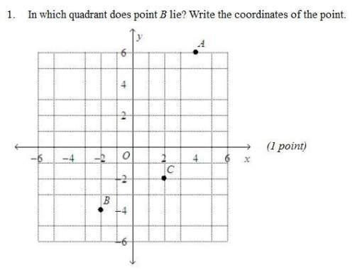 In which quadrant does point b lie? write the coordinates of the point